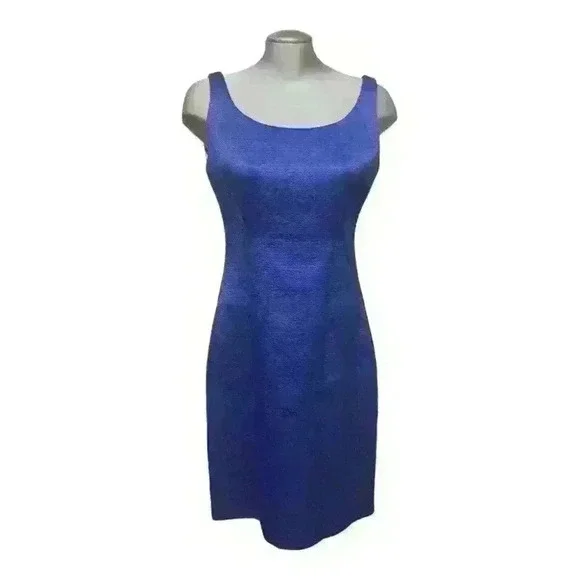 T Tahari Sheath Dress Sleeveless Knee Length Zip Back Career Blue - Picture 1 of 11